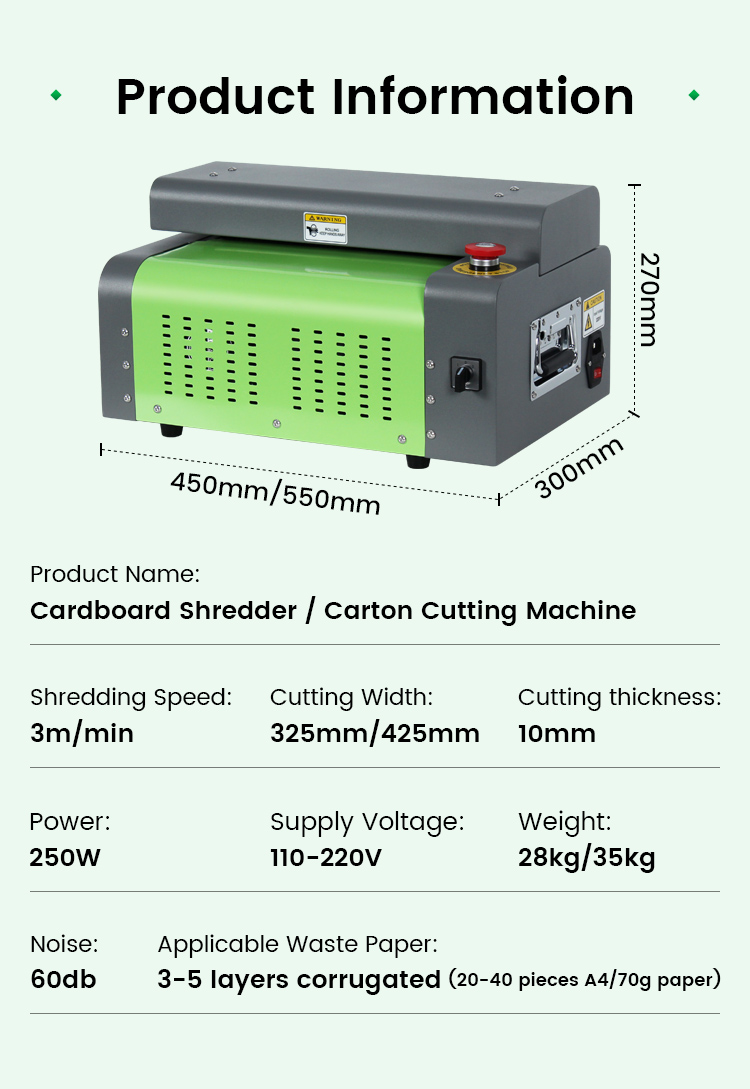 Cardboard shredder machine details