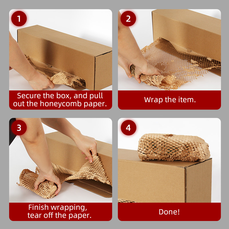 Kraft Extensible Honeycomb Wrapping Paper Roll (Boxed)